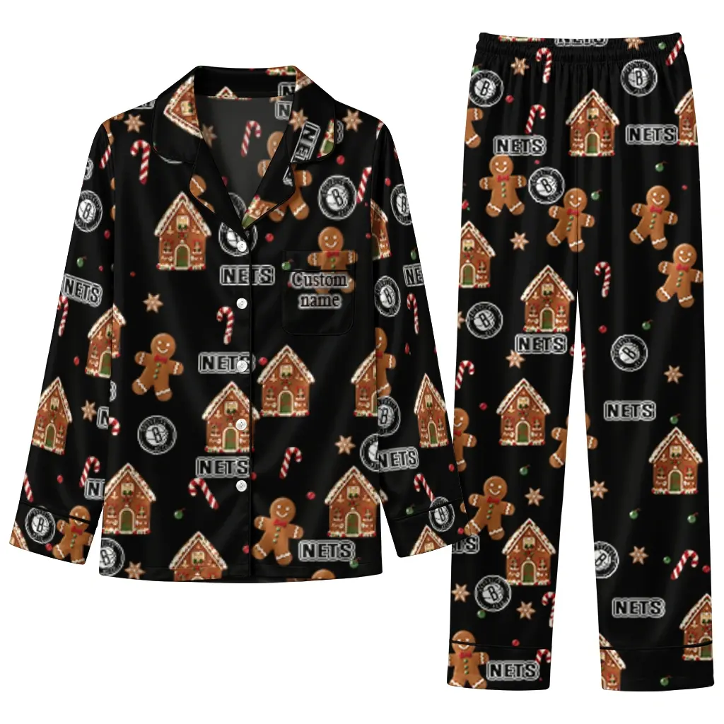Brooklyn Nets Long Pajama Set Personalized Candy Scatter Black Best Selling Brooklyn Nets Long Pajama Set Personalized Candy Scatter Black Best Selling