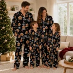 Brooklyn Nets Long Pajama Set Personalized Candy Scatter Black Best Selling