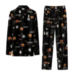 brooklyn nets long pajama set personalized icon confetti black best selling.webp