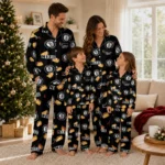 Brooklyn Nets Long Pajama Set Personalized Snack Scatter Black Best Selling