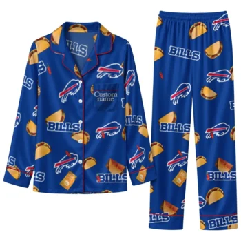 Buffalo Bills Long Pajama Set Customized Snack Scatter Blue Best Selling