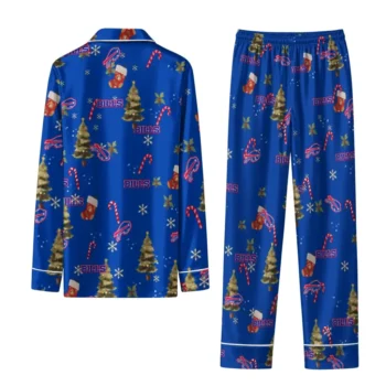 Buffalo Bills Long Pajama Set Personalized Sprig Scatter Blue Fashion Forward