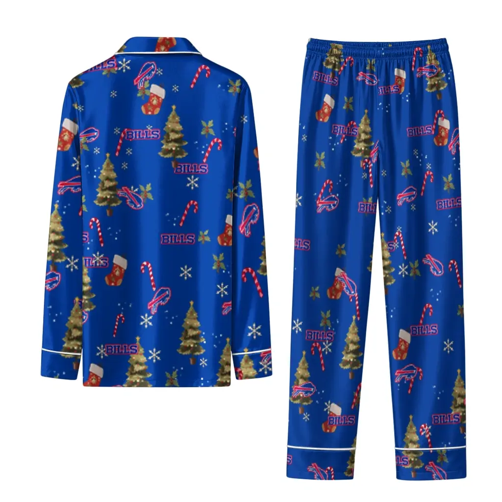 Buffalo Bills Long Pajama Set Personalized Sprig Scatter Blue Fashion Forward Buffalo Bills Long Pajama Set Personalized Sprig Scatter Blue Fashion Forward