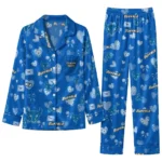 Buffalo Bulls Long Pajama Set Custom Heart Charms Royal Blue Best Selling