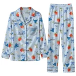 Buffalo Bulls Long Pajama Set Custom Ribbon Florals Royal Blue Best Selling
