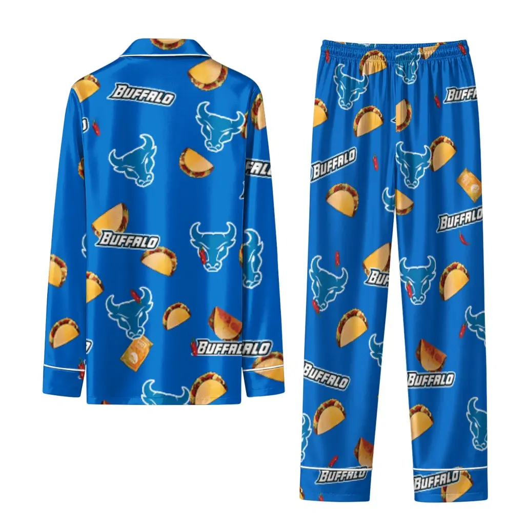 Buffalo Bulls Long Pajama Set Custom Snack Scatter Royal Blue Fashion Forward Buffalo Bulls Long Pajama Set Custom Snack Scatter Royal Blue Fashion Forward