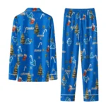 Buffalo Bulls Long Pajama Set Custom Sprig Scatter Royal Blue Best Selling