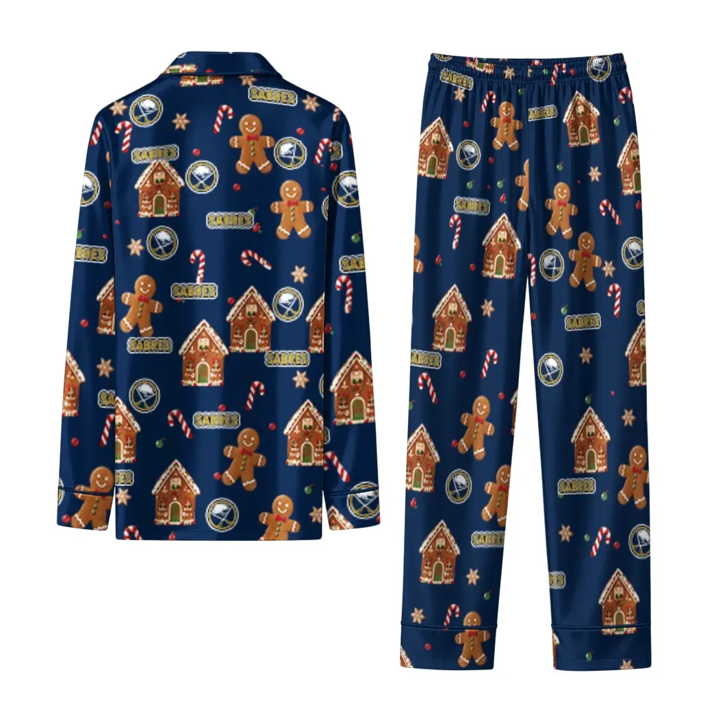 Buffalo Sabres Long Pajama Set Custom Candy Scatter Navy Blue Fashion Forward Buffalo Sabres Long Pajama Set Custom Candy Scatter Navy Blue Fashion Forward