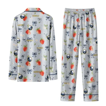 buffalo sabres long pajama set customized ribbon florals navy blue fashion forward.webp