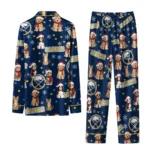 Buffalo Sabres Long Pajama Set Personalized Animal Scatter Navy Blue Best Selling