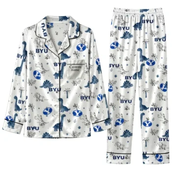 Byu Cougars Long Pajama Set Personalized Character Scatter Best Selling