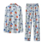 Byu Cougars Long Pajama Set Personalized Ribbon Florals Blue Best Selling