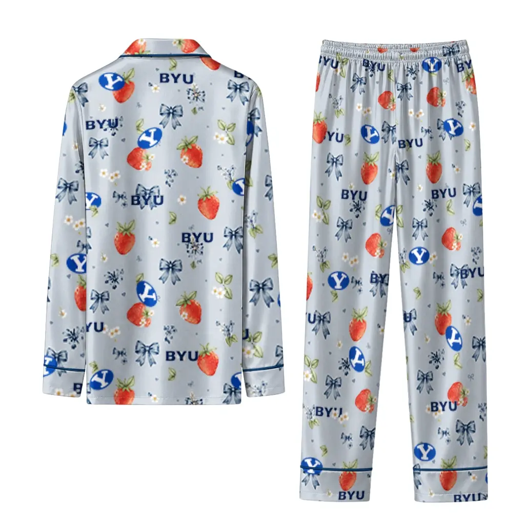 Byu Cougars Long Pajama Set Personalized Ribbon Florals Blue Fashion Forward Byu Cougars Long Pajama Set Personalized Ribbon Florals Blue Fashion Forward