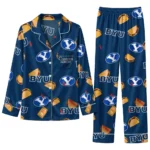 Byu Cougars Long Pajama Set Personalized Snack Scatter Blue Best Selling