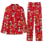 Calgary Flames Long Pajama Set Custom Animal Scatter Red Best Selling