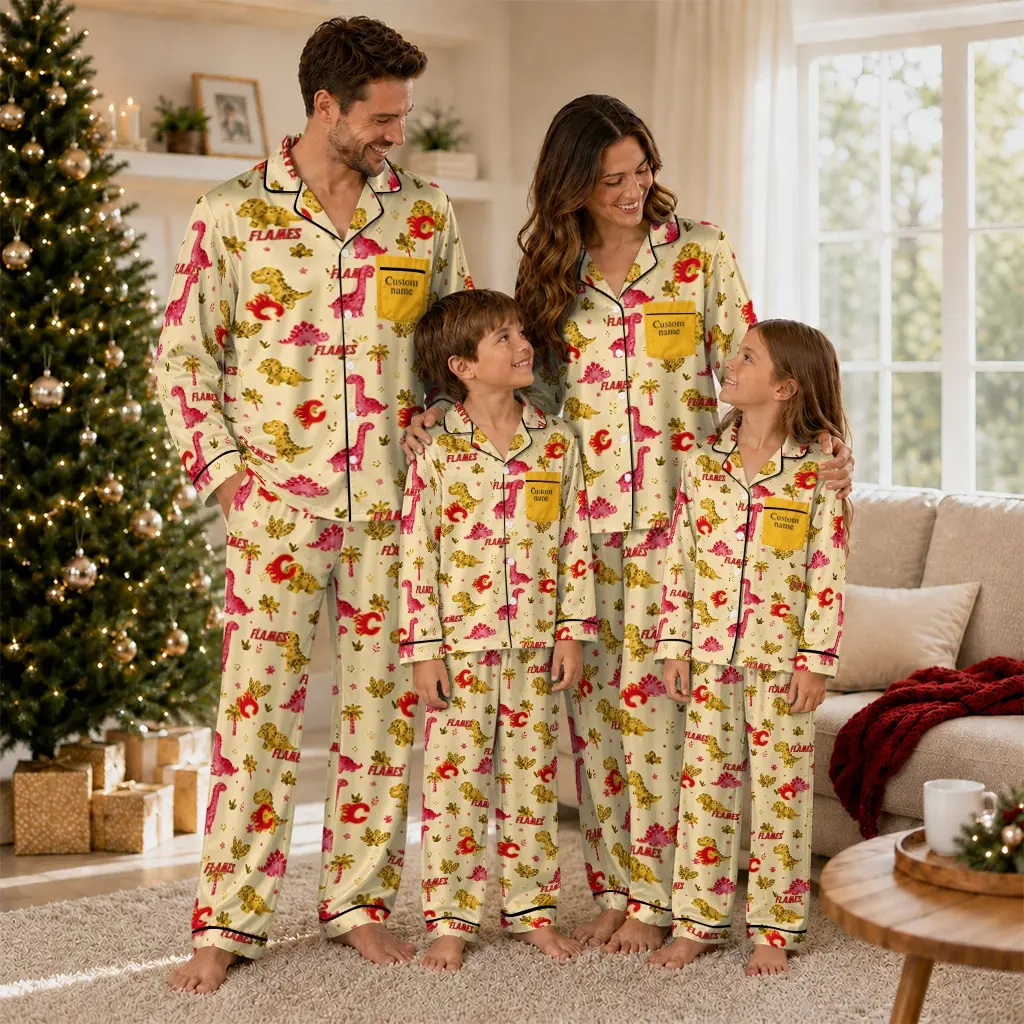 Calgary Flames Long Pajama Set Custom Character Scatter Latest Model Calgary Flames Long Pajama Set Custom Character Scatter Latest Model