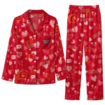 calgary flames long pajama set custom heart charms red best selling.webp