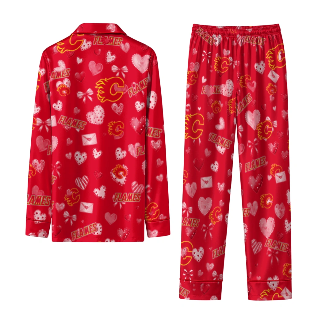 calgary flames long pajama set custom heart charms red fashion forward.webp calgary flames long pajama set custom heart charms red fashion forward.webp