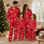 Calgary Flames Long Pajama Set Personalized Cloud Stars Red Best Selling