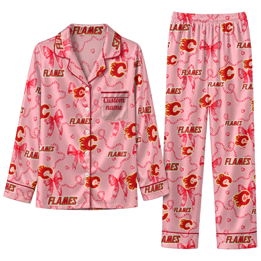 calgary flames long pajama set personalized ribbon chains red best selling.webp calgary flames long pajama set personalized ribbon chains red best selling.webp