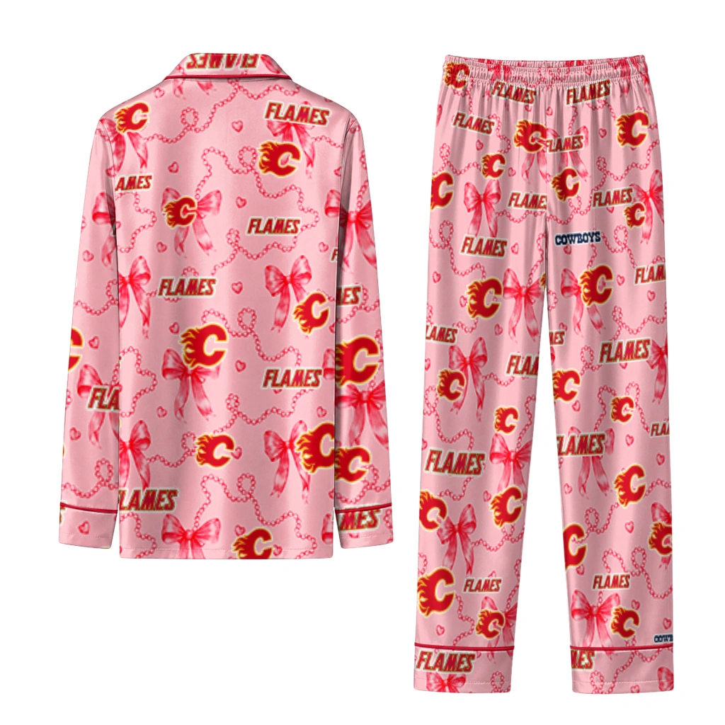 calgary flames long pajama set personalized ribbon chains red fashion forward.webp calgary flames long pajama set personalized ribbon chains red fashion forward.webp