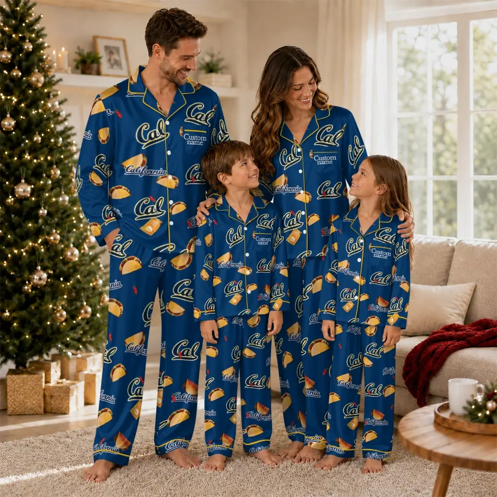 California Golden Bears Long Pajama Set Custom Snack Scatter Blue Latest Model California Golden Bears Long Pajama Set Custom Snack Scatter Blue Latest Model