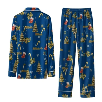 California Golden Bears Long Pajama Set Custom Sprig Scatter Blue Fashion Forward