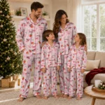 carolina hurricanes long pajama set custom ribbon florals red best selling.webp