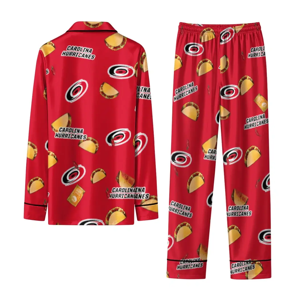 Carolina Hurricanes Long Pajama Set Personalized Snack Scatter Red Fashion Forward Carolina Hurricanes Long Pajama Set Personalized Snack Scatter Red Fashion Forward