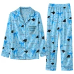 carolina panthers long pajama set custom ribbon chains blue best selling.webp