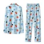 carolina panthers long pajama set custom ribbon florals blue best selling.webp