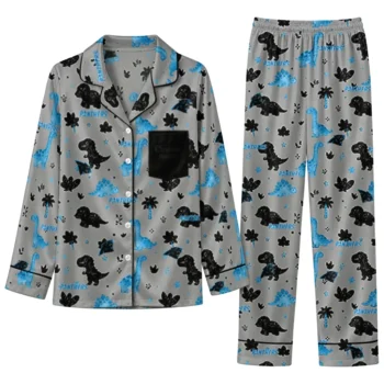 Carolina Panthers Long Pajama Set Customized Character Scatter Best Selling