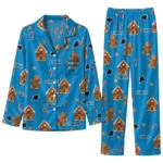 Carolina Panthers Long Pajama Set Personalized Candy Scatter Blue Best Selling
