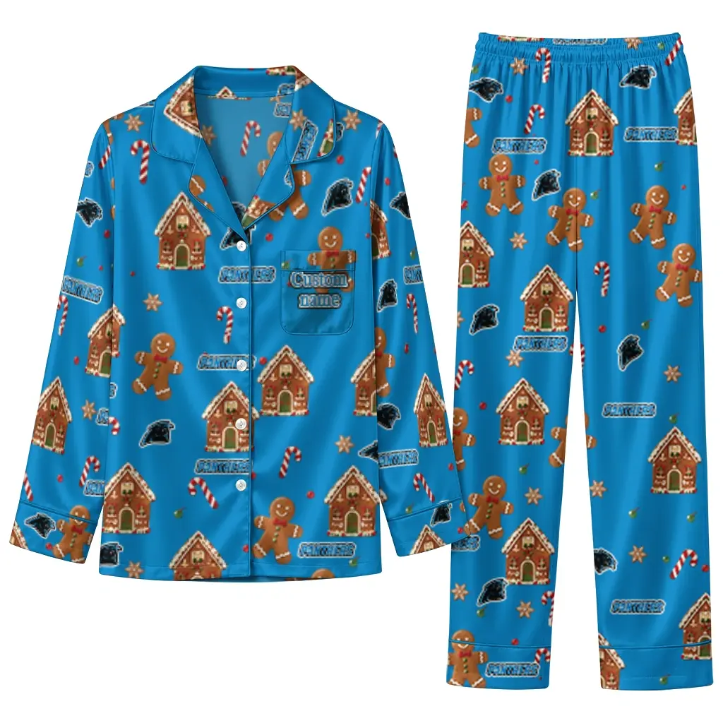 Carolina Panthers Long Pajama Set Personalized Candy Scatter Blue Best Selling Carolina Panthers Long Pajama Set Personalized Candy Scatter Blue Best Selling