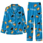 Carolina Panthers Long Pajama Set Personalized Snack Scatter Blue Best Selling