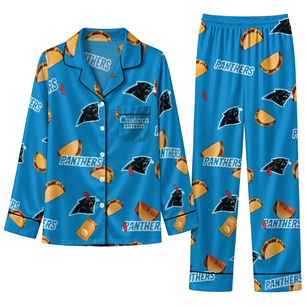 Carolina Panthers Long Pajama Set Personalized Snack Scatter Blue Best Selling Carolina Panthers Long Pajama Set Personalized Snack Scatter Blue Best Selling