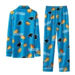 Carolina Panthers Long Pajama Set Personalized Snack Scatter Blue Best Selling