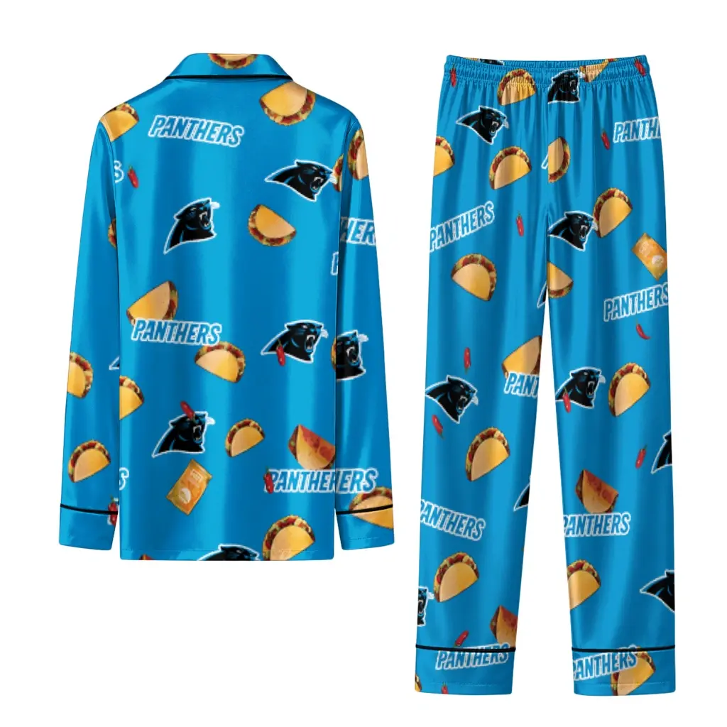 Carolina Panthers Long Pajama Set Personalized Snack Scatter Blue Fashion Forward Carolina Panthers Long Pajama Set Personalized Snack Scatter Blue Fashion Forward