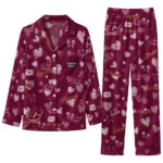 Central Michigan Chippewas Long Pajama Set Customized Heart Charms Maroon Best Selling
