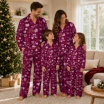 Central Michigan Chippewas Long Pajama Set Customized Heart Charms Maroon Best Selling