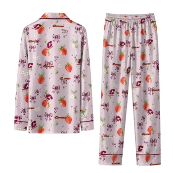 Central Michigan Chippewas Long Pajama Set Customized Ribbon Florals Maroon Fashion Forward