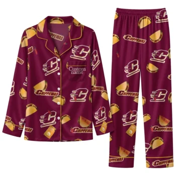 Central Michigan Chippewas Long Pajama Set Customized Snack Scatter Maroon Best Selling