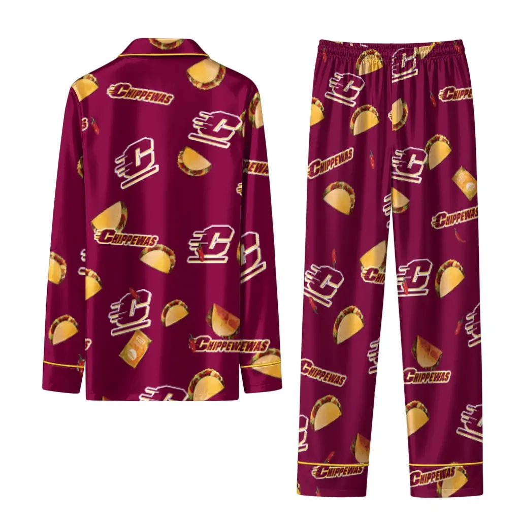 Central Michigan Chippewas Long Pajama Set Customized Snack Scatter Maroon Fashion Forward Central Michigan Chippewas Long Pajama Set Customized Snack Scatter Maroon Fashion Forward