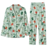 Charlotte 49ers Long Pajama Set Customized Ribbon Florals Green Best Selling