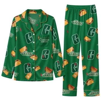 Charlotte 49ers Long Pajama Set Customized Snack Scatter Green Best Selling