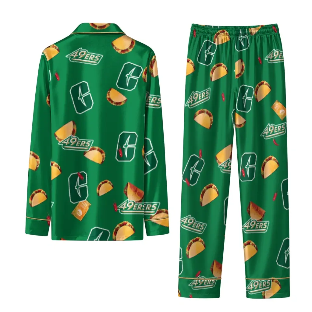 Charlotte 49ers Long Pajama Set Customized Snack Scatter Green Fashion Forward Charlotte 49ers Long Pajama Set Customized Snack Scatter Green Fashion Forward
