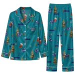 Charlotte Hornets Long Pajama Set Customized Sprig Scatter Teal Best Selling