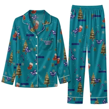 Charlotte Hornets Long Pajama Set Customized Sprig Scatter Teal Best Selling