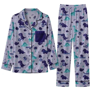Charlotte Hornets Long Pajama Set Personalized Character Scatter Best Selling