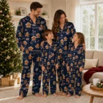 Chicago Bears Long Pajama Set Custom Candy Scatter Blue Best Selling